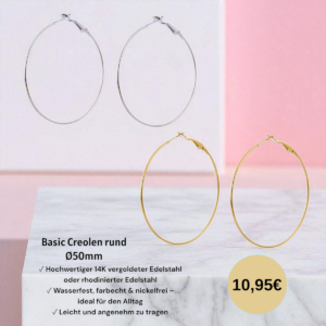 Essential Hoop - 14K od. RH - 50x1.2 mm - Creolen