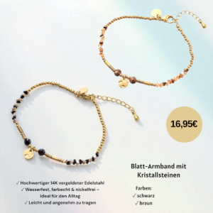 Blatt Armband mit Kristallsteinen