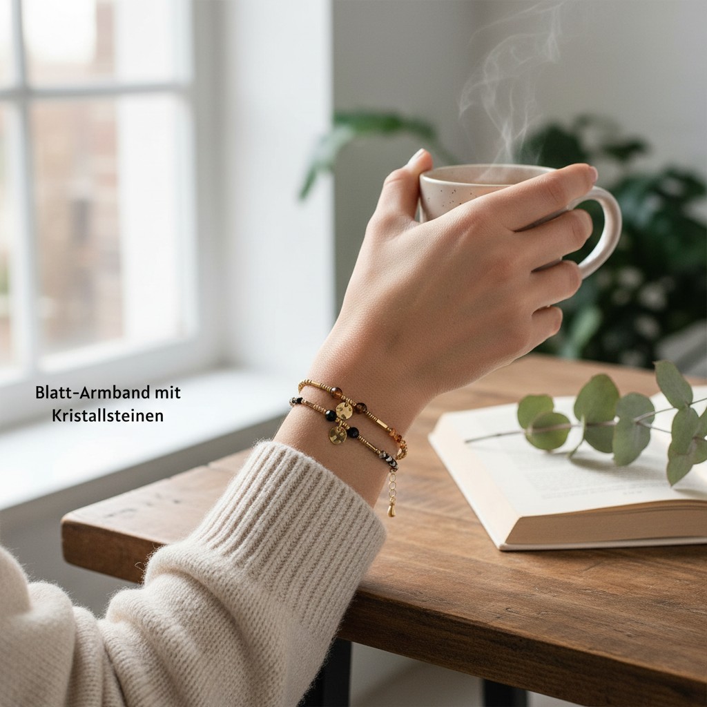 Blatt Armband mit Kristallsteinen – Bild 2
