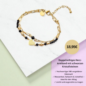 Doppelreihiges Herz Armband mit Kristallsteinen