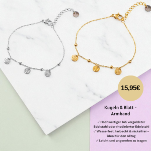 Kugel und Blatt Armband