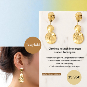 Ohrringe mit gehämmerten runden Anhängern