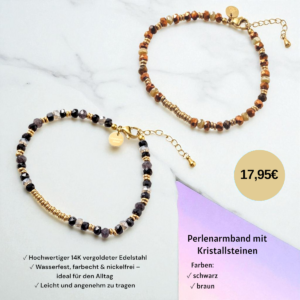 Perlenarmband mit Kristallsteinen - 14K