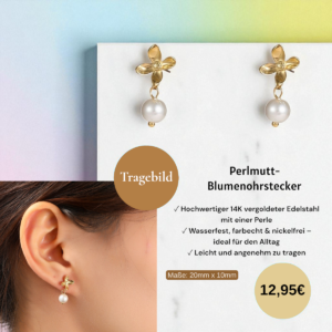 Perlmutt-Blumenohrstecker - 14K