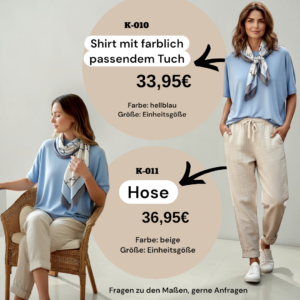 Hose K-011 & Shirt mit farblich passendem Tuch K-010