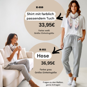 Hose K-011 & Shirt mit farblich passendem Tuch K-010