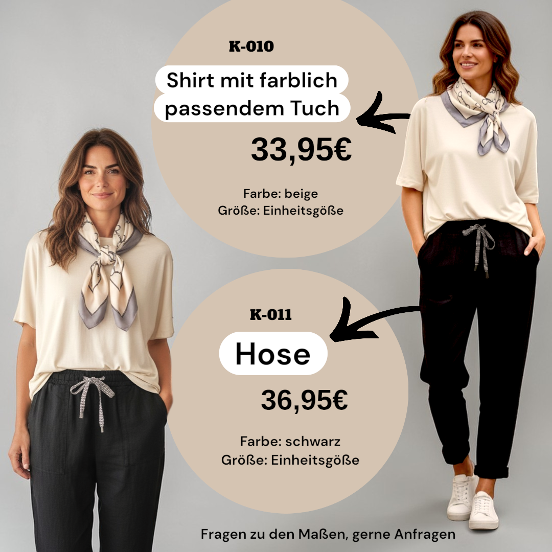 Hose K-011 & Shirt mit farblich passendem Tuch K-010