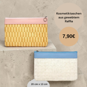 Kosmetiktaschen aus gewebtem Raffia