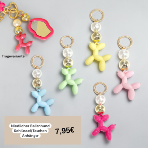 Niedlicher Ballonhund farbig, Schlüssel/Taschen Anhänger