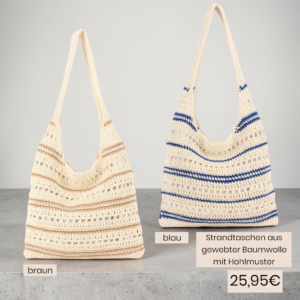 Strandtaschen aus gewebter Baumwolle mit Hohlmuster