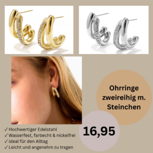 Ohrringe zweireihig m. Steinchen