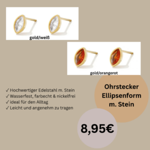 Ohrstecker Ellipsenform m. Stein