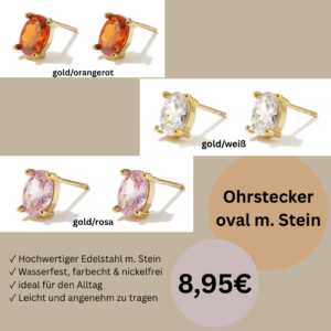 Ohrstecker oval m. Stein